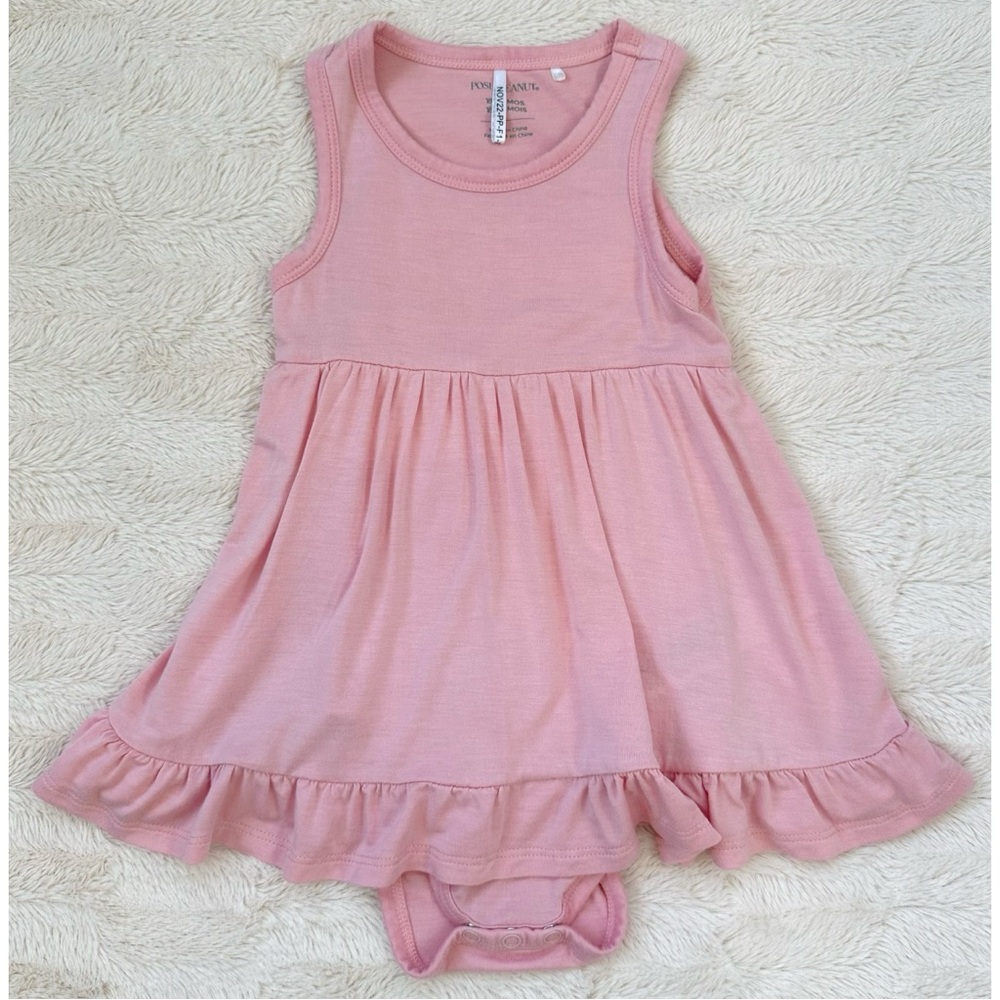 Posh Peanut Garden Blush Racerback Ruffled Bodysuit Dress